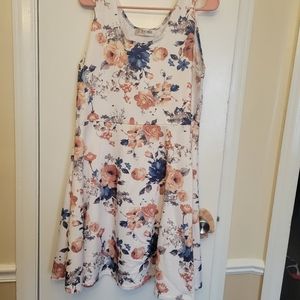 White flowered and flowered skater dress